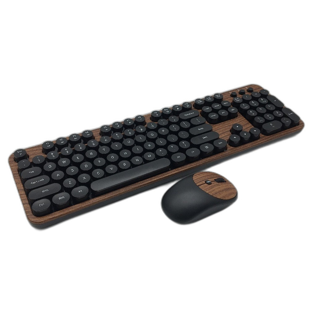 Otto Wood Style Retro Typewriter Wireless Full Sized Keyboard and Mouse Set NEW