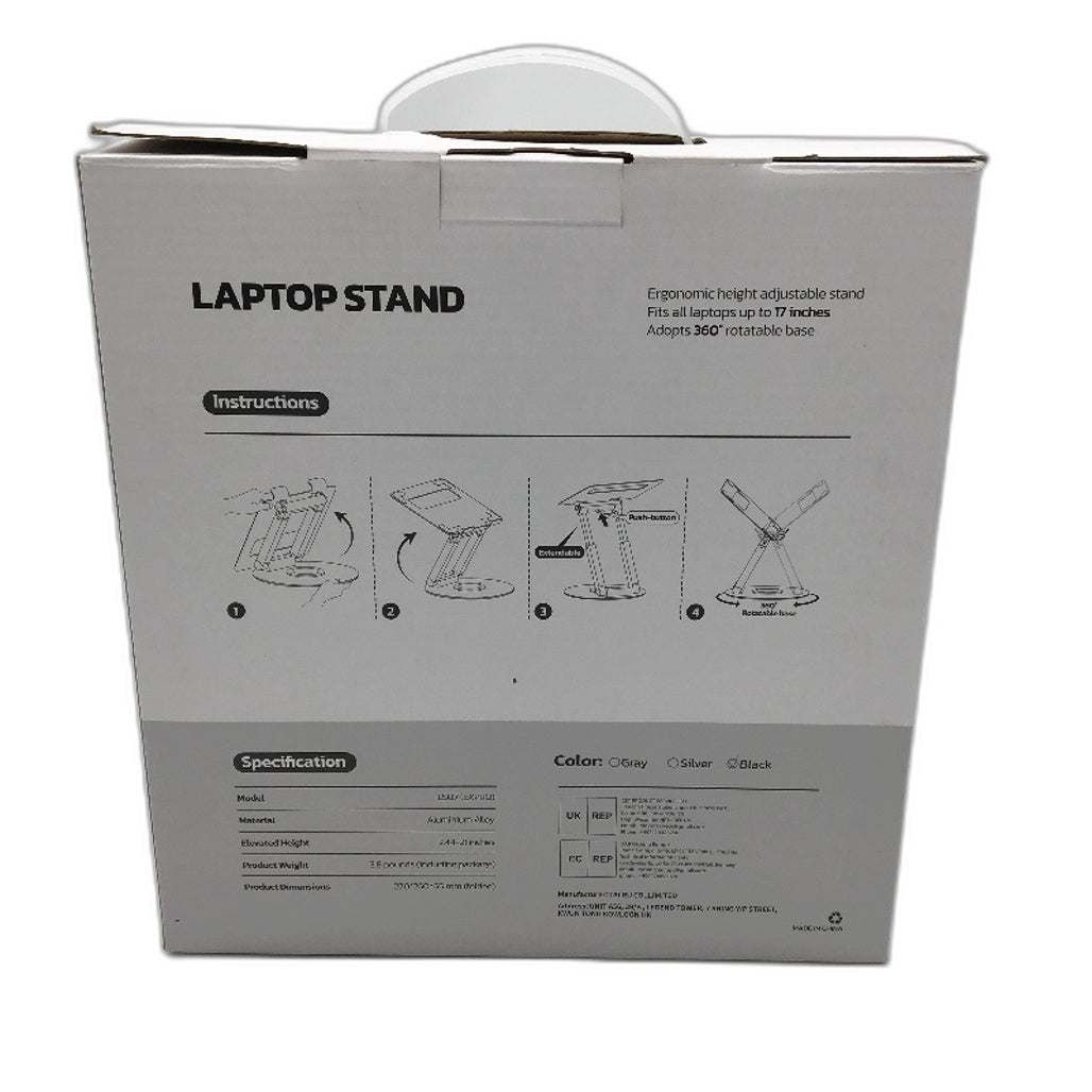 Tounee LS07 EXPRO Telescopic Laptop Stand with 360 Swivel Base in Black NEW
