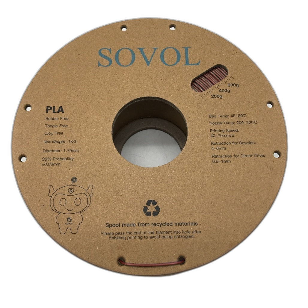 Sovol 1.75mm Silk PLA 3D Printer Filament Tricolour Green Purple Copper NEW