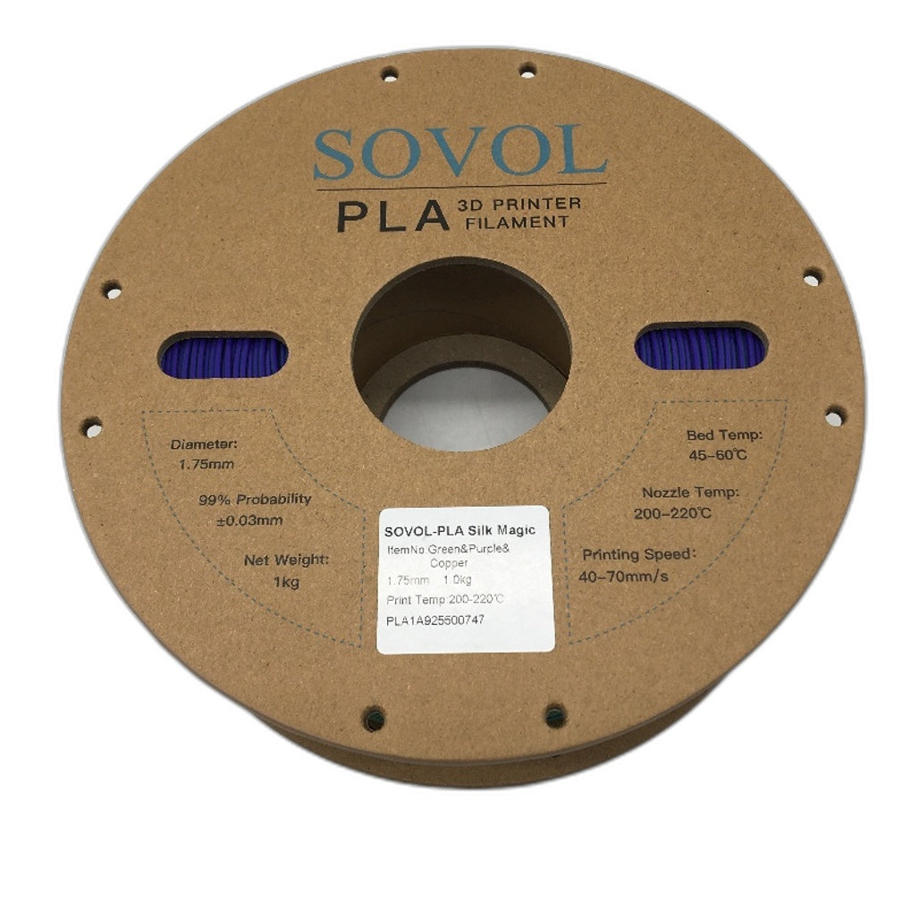 Sovol 1.75mm Silk PLA 3D Printer Filament Tricolour Green Purple Copper NEW