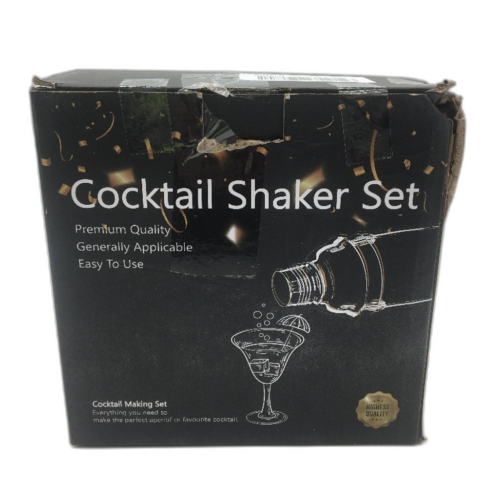 12 Piece Stainless Steel Silver Cocktail Shaker Set with Bamboo Stand NEW