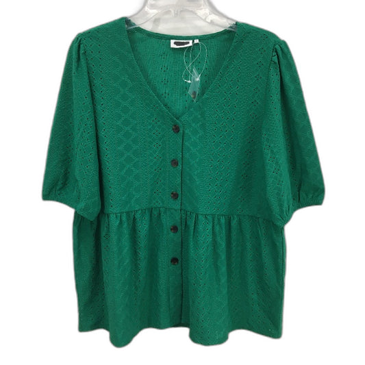 Jeanswest Vivid Green Short Sleeve Button Up Blouse Ladies Size Small NEW