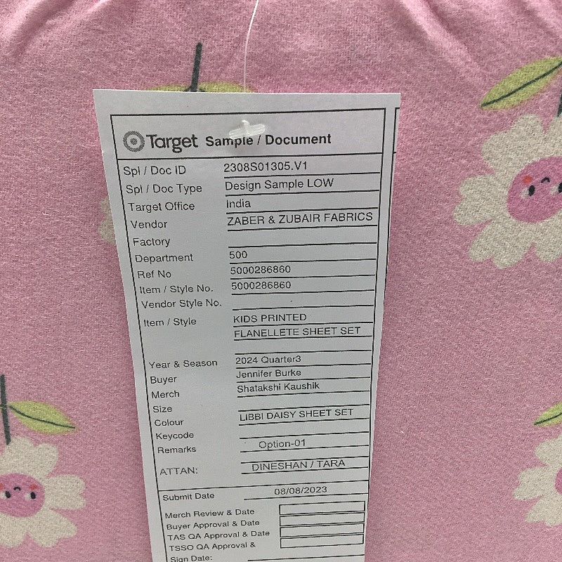 Target Cotton Libbi Daisy Pink Flannelette Sheet Set SINGLE Inc 3 P/Cases  NEW