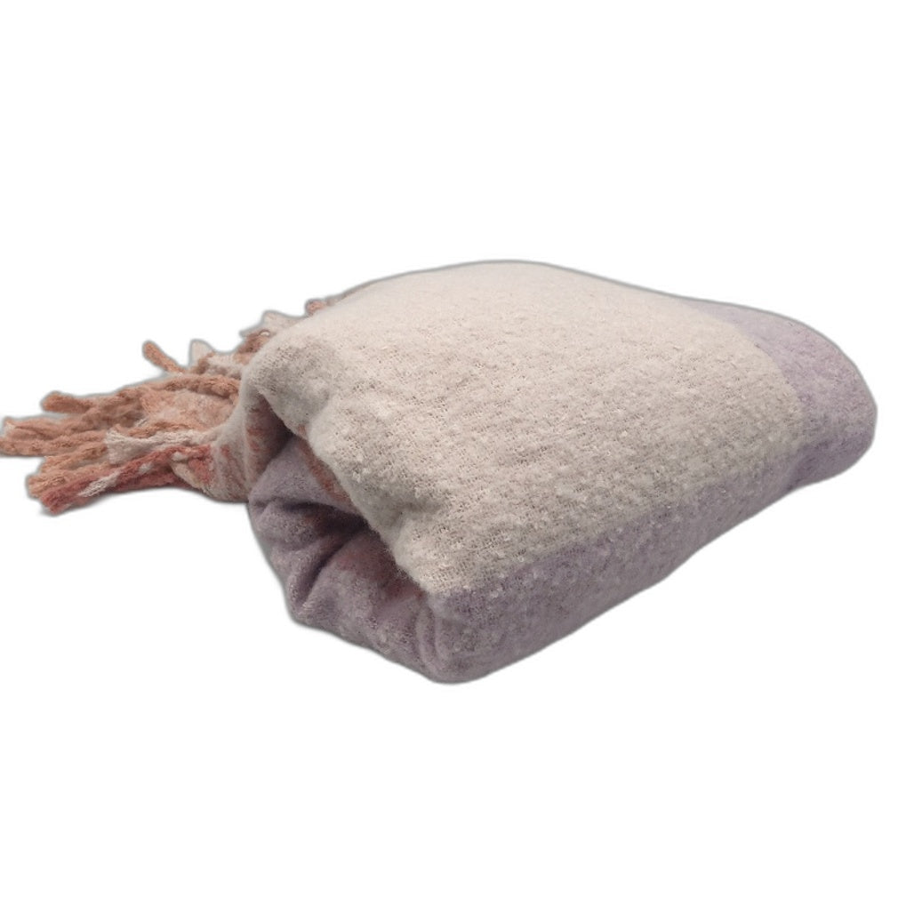 Habitat Pink Check Super Soft Deluxe Fringed Throw Blanket 135x150cm NEW