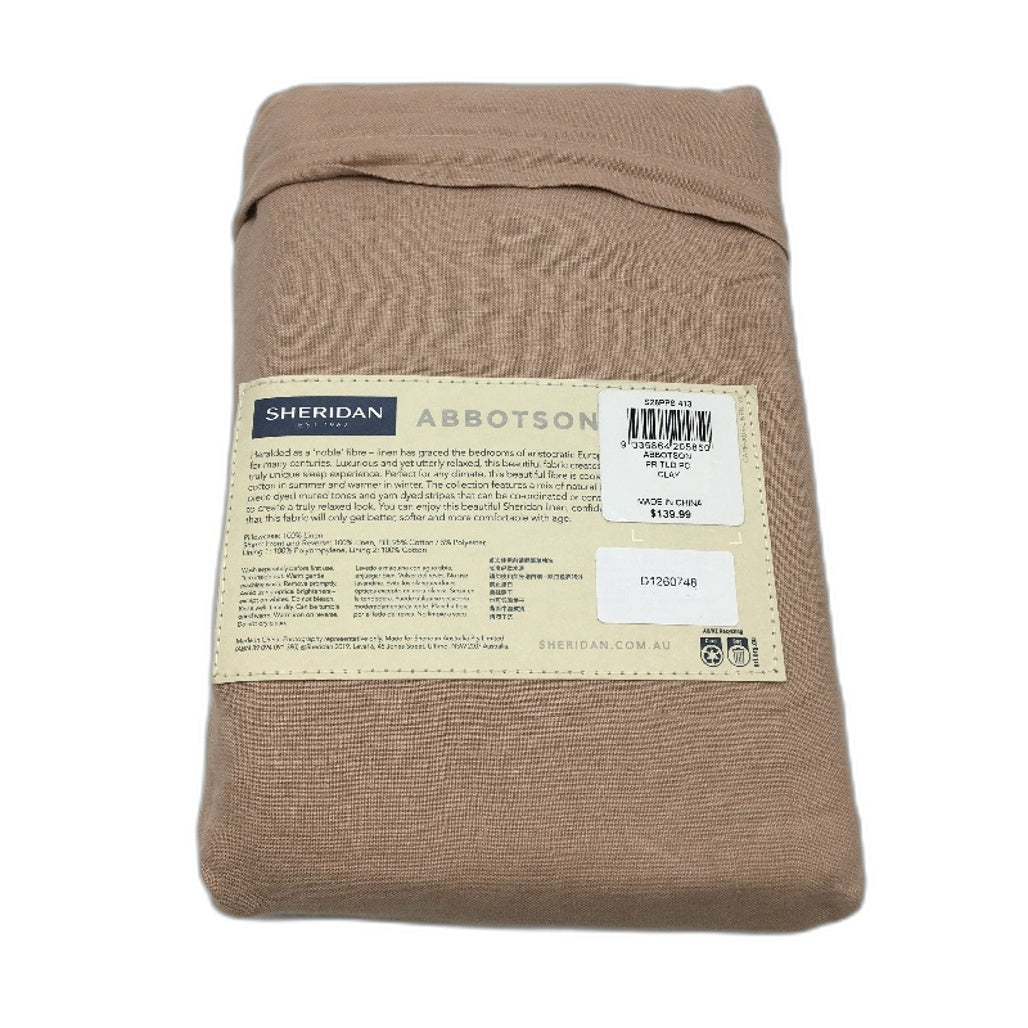 Sheridan Clay Belgian Linen Collection Tailored Pillowcase Pair 50x75cm NEW