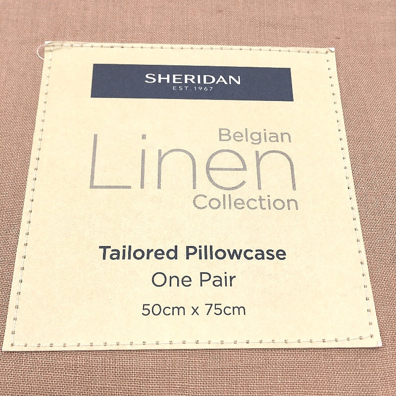 Sheridan Clay Belgian Linen Collection Tailored Pillowcase Pair 50x75cm NEW
