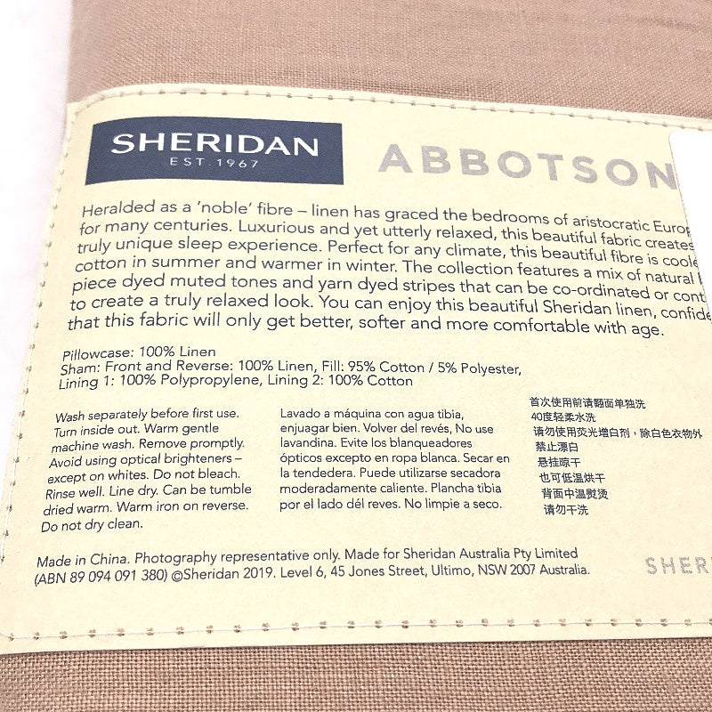 Sheridan Clay Belgian Linen Collection Tailored Pillowcase Pair 50x75cm NEW