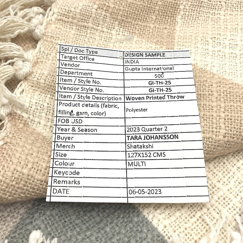 Target Sample Woven Geo Patterned Fringed Lightweight Throw Rug Blanket NEW