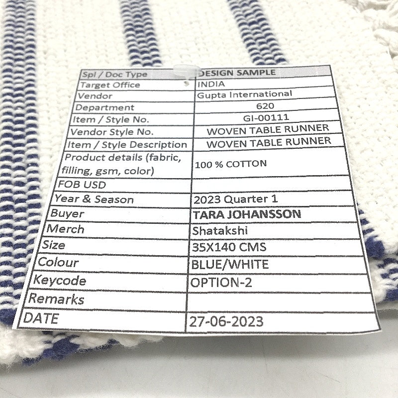 Target 2 Pack 100% Cotton White & Blue Stripe Woven Table Runners NEW