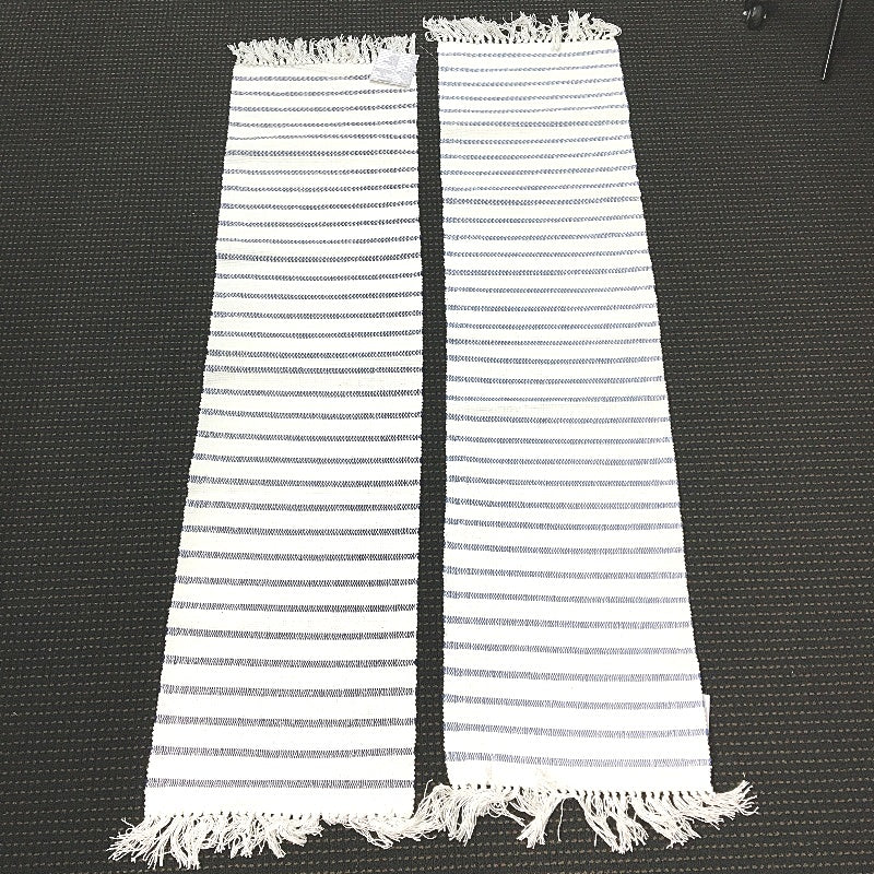 Target 2 Pack 100% Cotton White & Blue Stripe Woven Table Runners NEW
