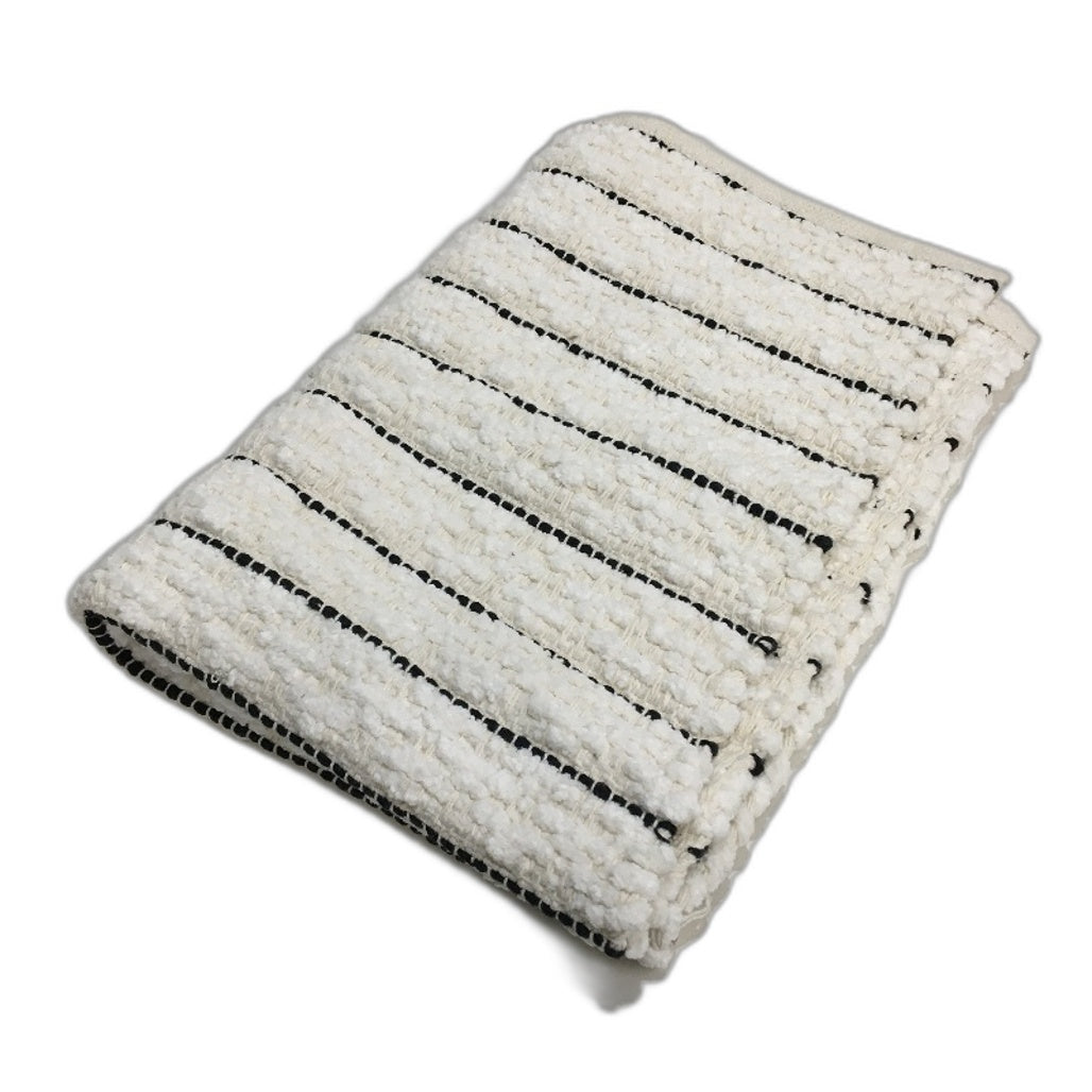 Target Textured Handmade Cotton Cream & Black Stripe Bathroom Floor Mat NEW