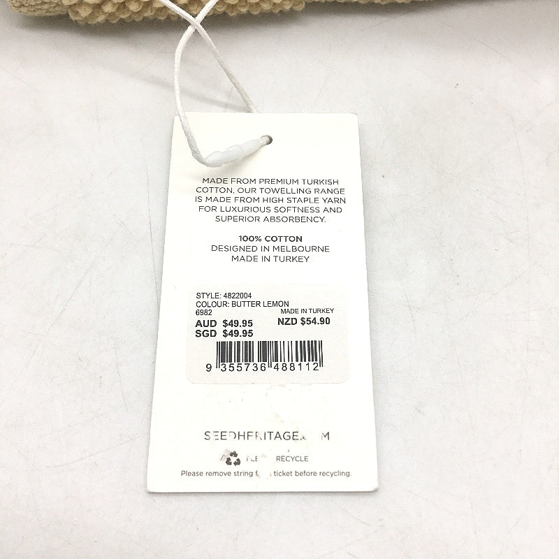 Seed Heritage Turkish 100% Cotton Butter Lemon Towelling Bath Mat 50 x 85cm NEW