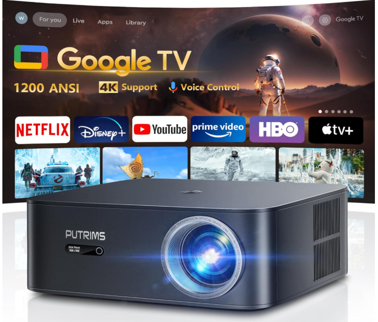 Putrims K12 4K Smart Video Projector Atuto Focus Keystone WiFi 6 Bluetooth