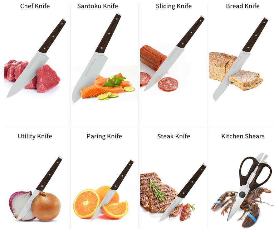 Antinives 15 Piece German Steel Knife Block Set With Wood Holder NEW