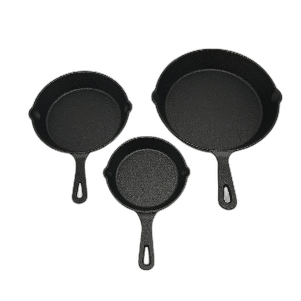 3 Piece Cast Iron Pan Skillet Set With Helper Handle Pre Seasoned NEW
