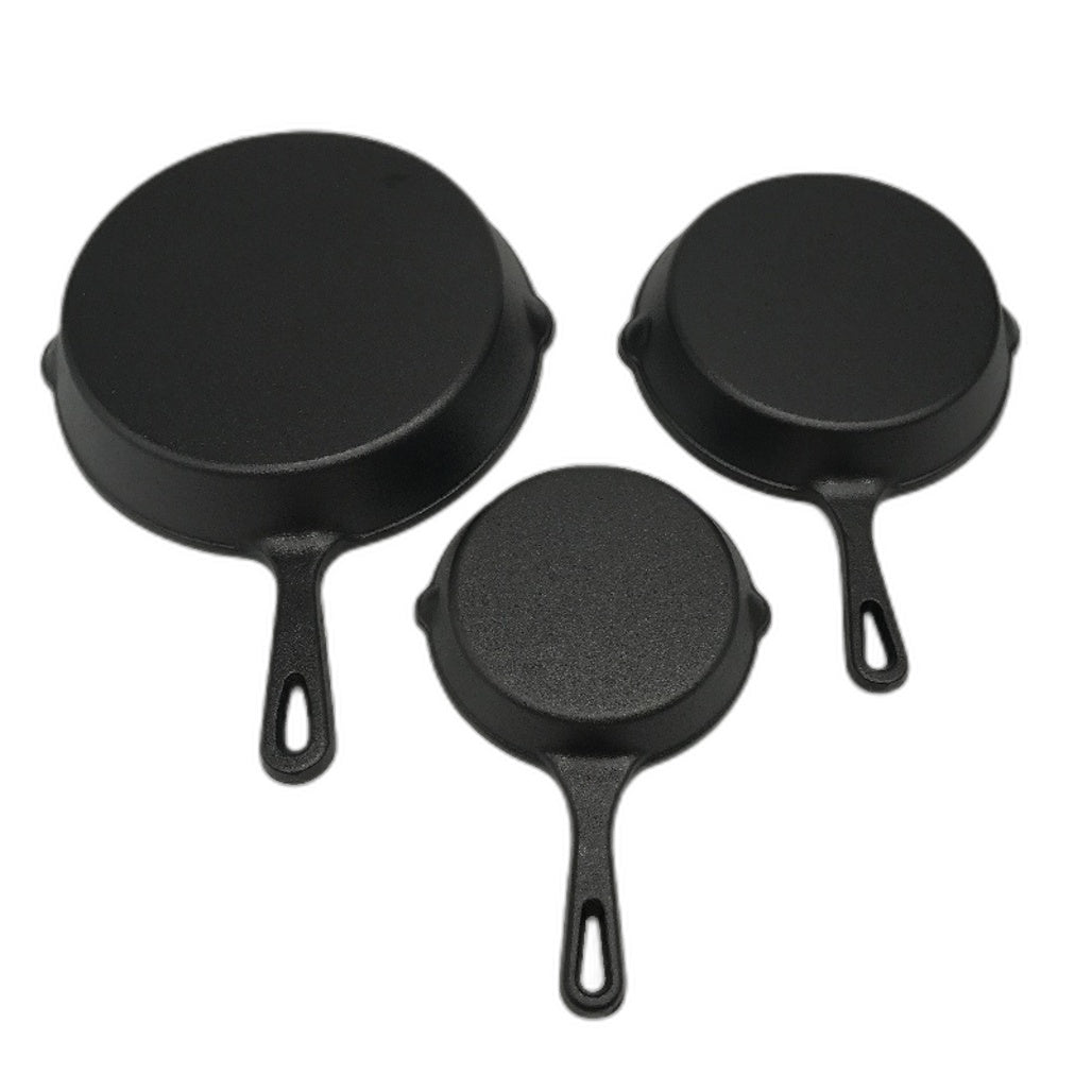 3 Piece Cast Iron Pan Skillet Set With Helper Handle Pre Seasoned NEW