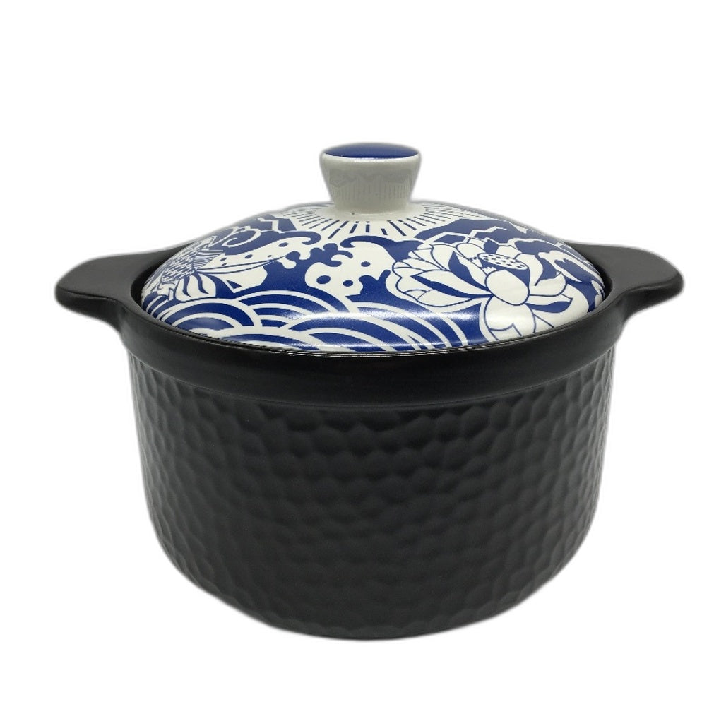 Souped Up Recipes Heavy Duty Ceramic Claypot  Black Blue & White NEW