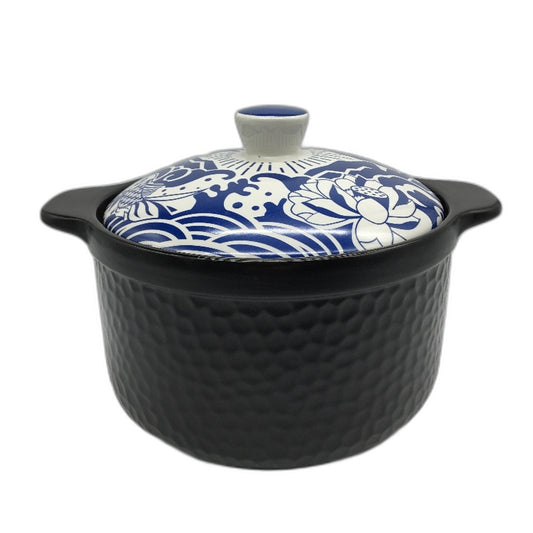 Souped Up Recipes Heavy Duty Ceramic Claypot  Black Blue & White NEW