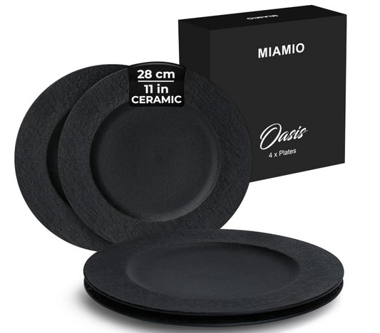 Miamio Set Of 4 Ceramic Oasis Collection Big Plates Textured NEW