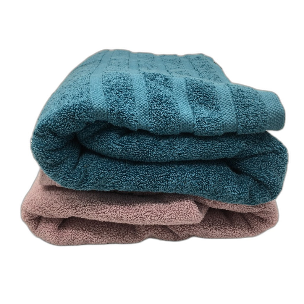 Kirkton House 2 Piece Mixed Style 100% Cotton Pink & Green Bath Sheet Set NEW