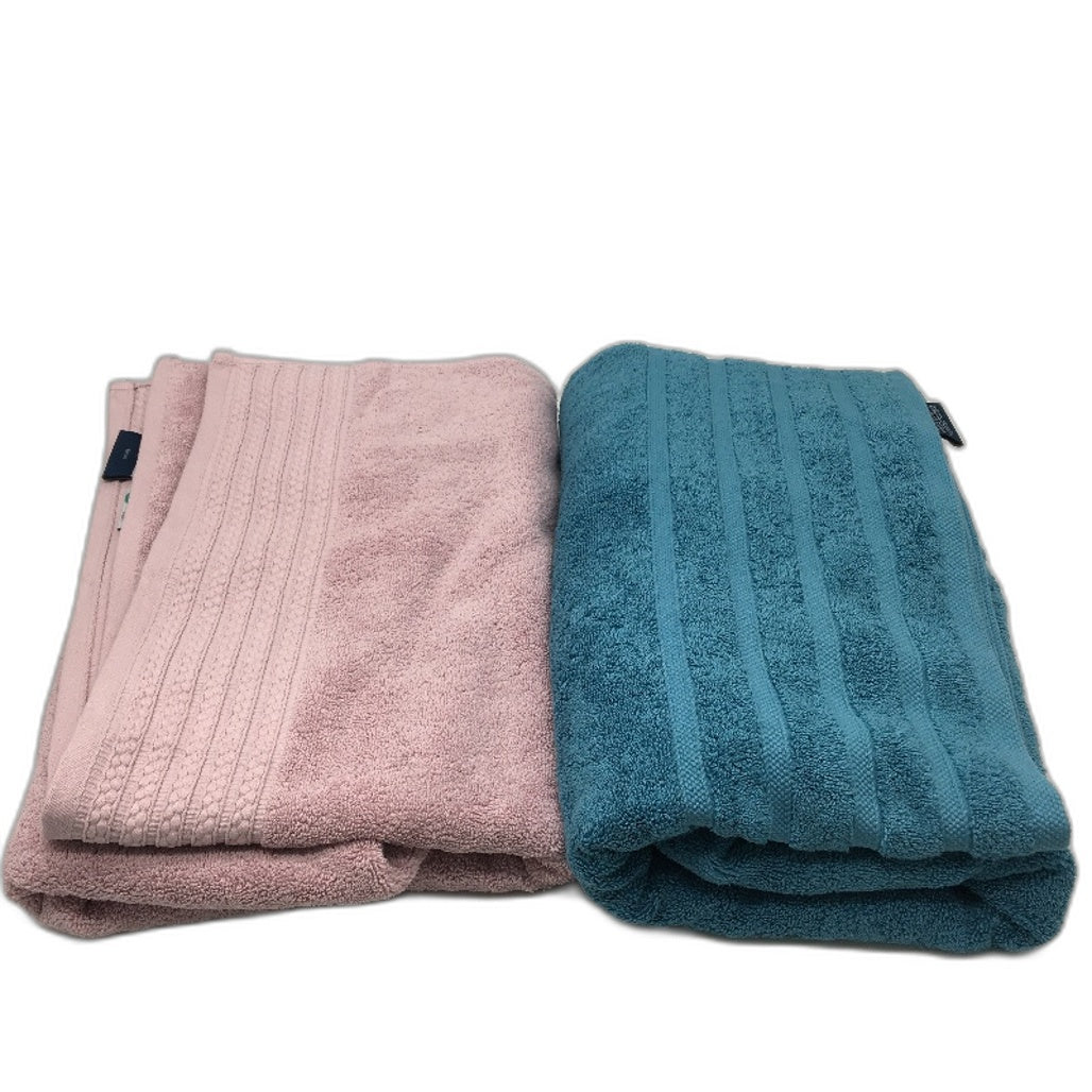 Kirkton House 2 Piece Mixed Style 100% Cotton Pink & Green Bath Sheet Set NEW