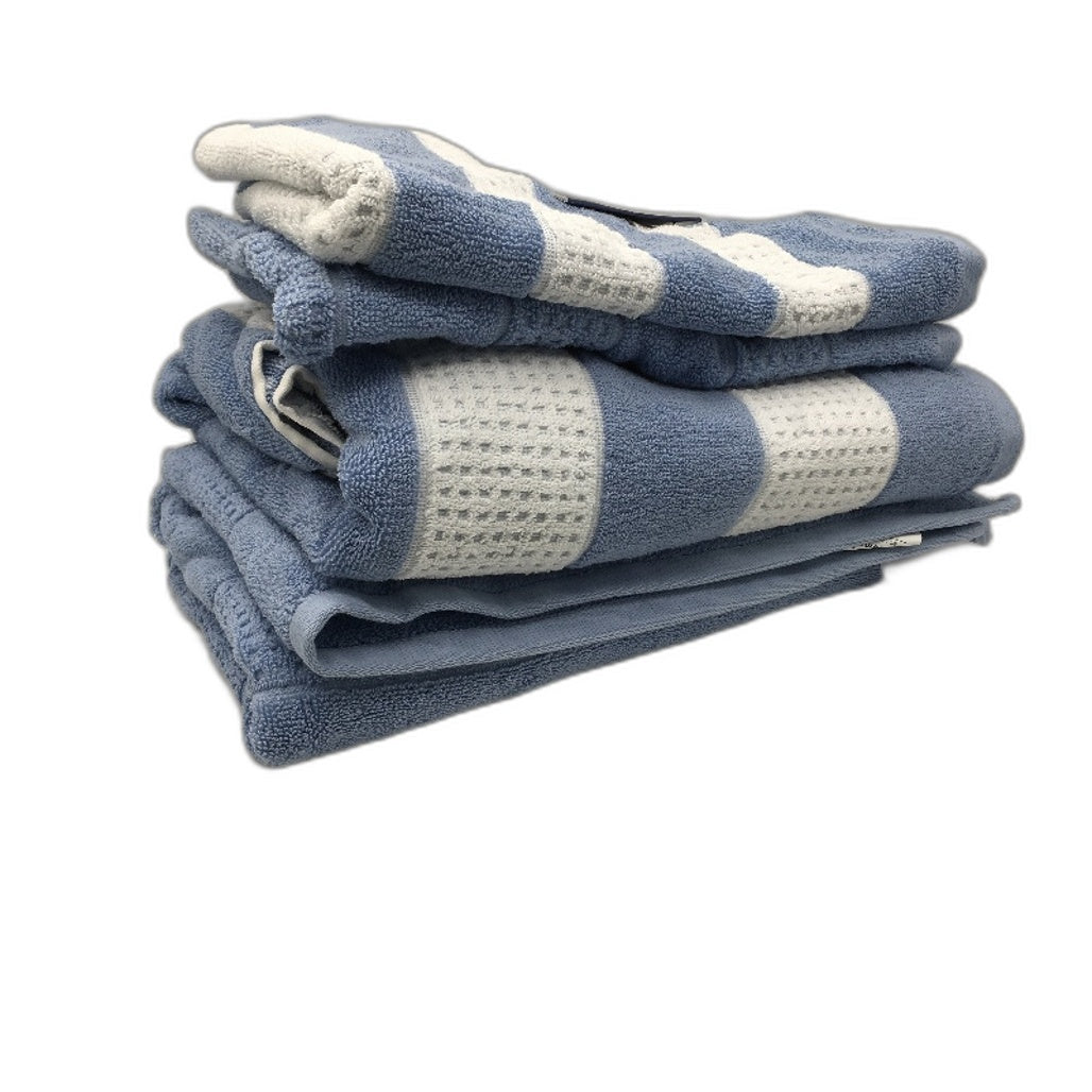 Target 5Pce Mixed Style Cotton Light Blue & White Bath & Hand Towel Set NEW