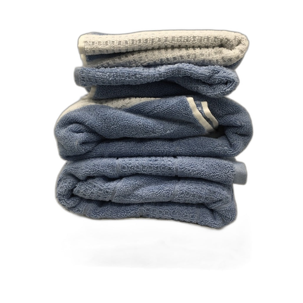 Target 5Pce Mixed Style Cotton Light Blue & White Bath & Hand Towel Set NEW