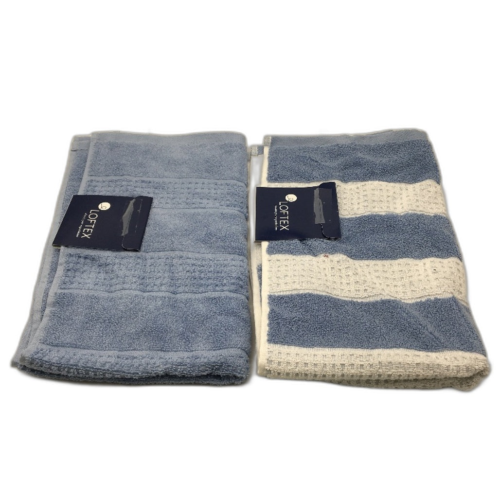 Target 5Pce Mixed Style Cotton Light Blue & White Bath & Hand Towel Set NEW