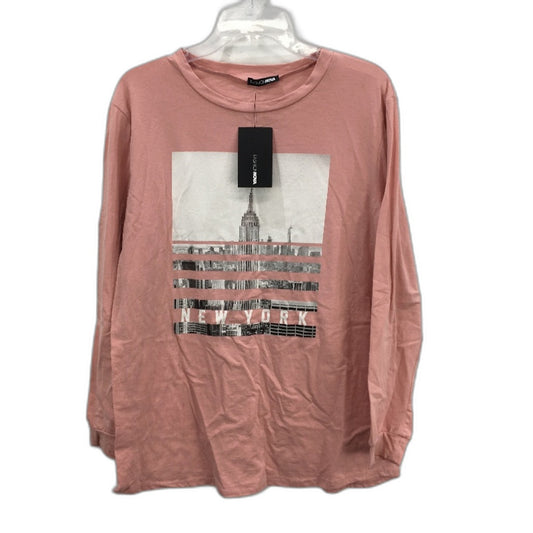 Fashion Nova Salmon Pink The Big City Print Long Sleeve T-Shirt Ladies Sz M NEW