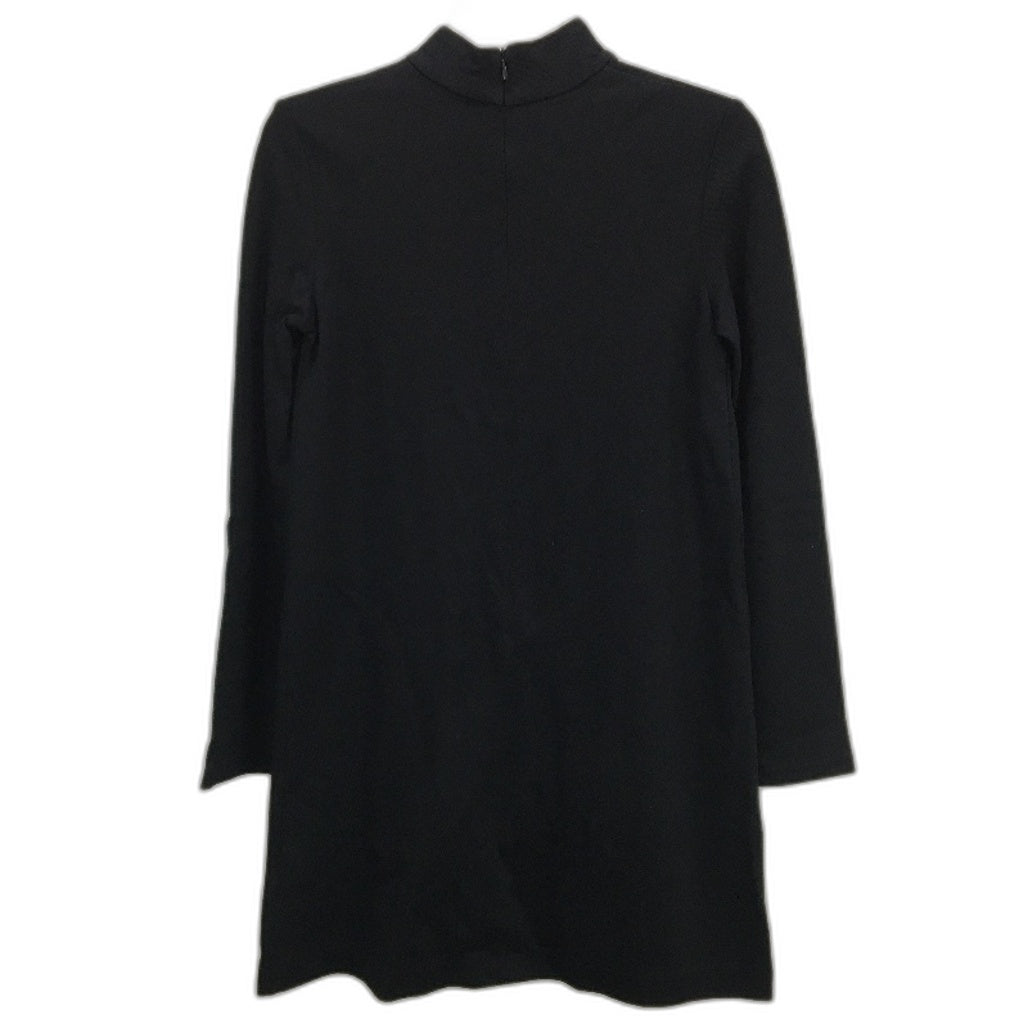 Zara Circular Black Long Sleeve Stretch High Neck Back Zipper Dress NEW