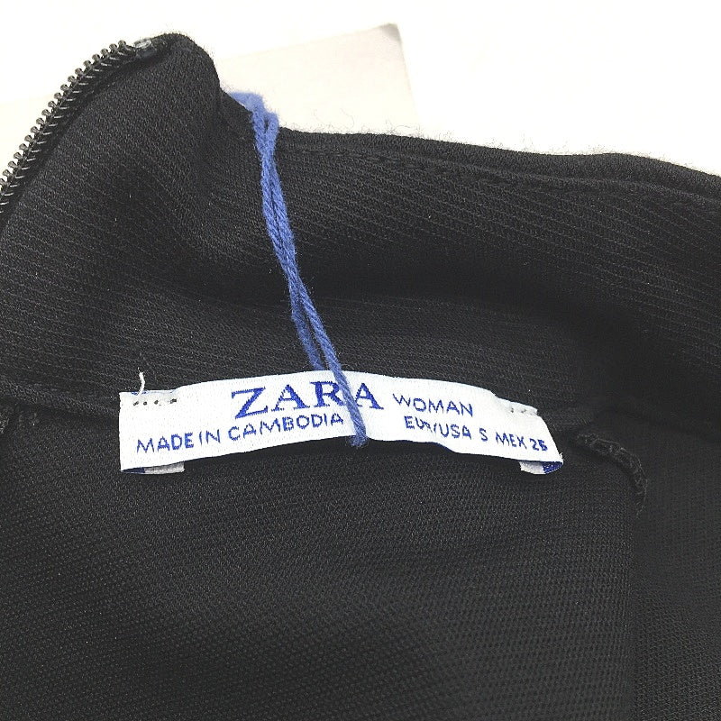 Zara Circular Black Long Sleeve Stretch High Neck Back Zipper Dress NEW