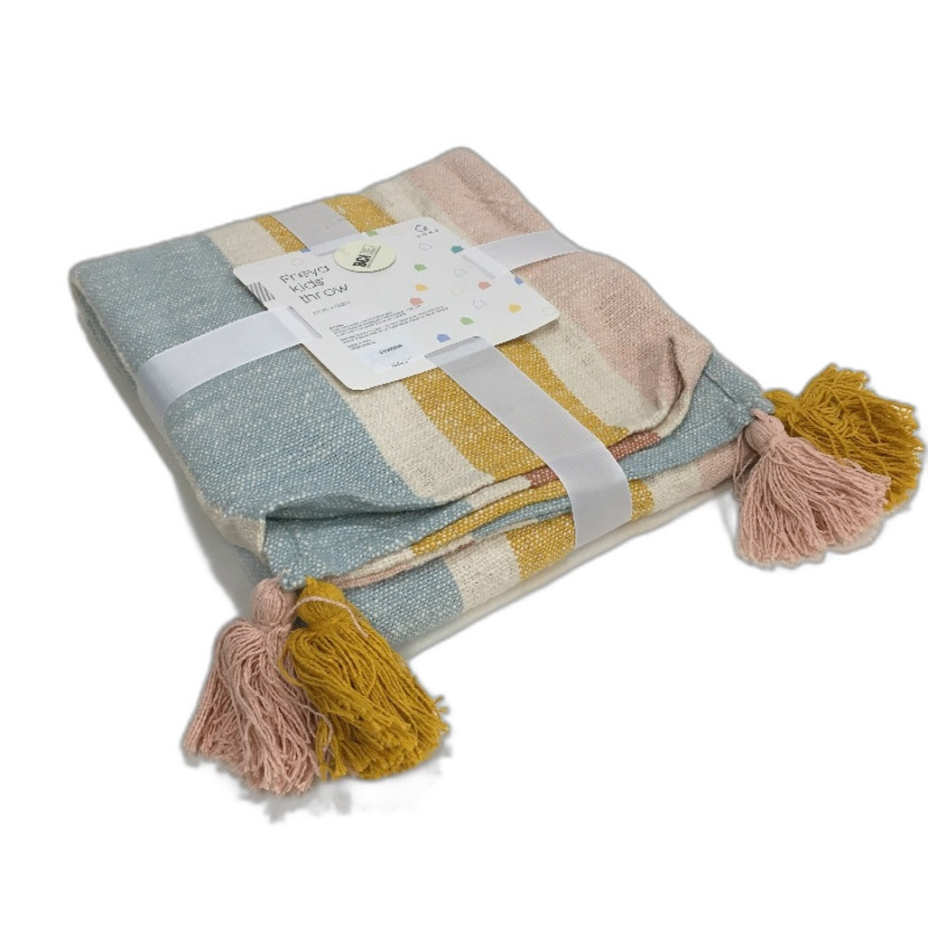 Target Home Freya Kids Multicoloured Tassled Cotton Throw Blanket NEW
