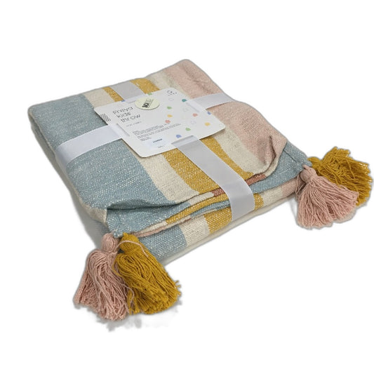 Target Home Freya Kids Multicoloured Tassled Cotton Throw Blanket NEW