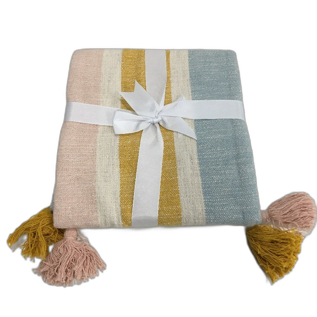 Target Home Freya Kids Multicoloured Tassled Cotton Throw Blanket NEW