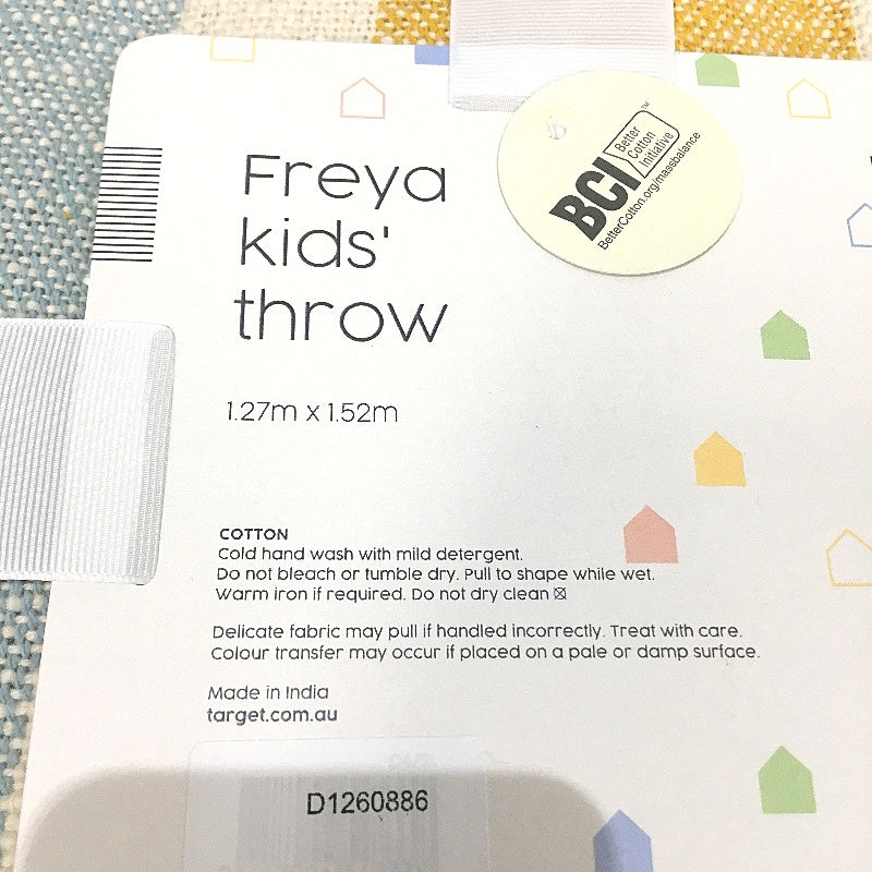 Target Home Freya Kids Multicoloured Tassled Cotton Throw Blanket NEW