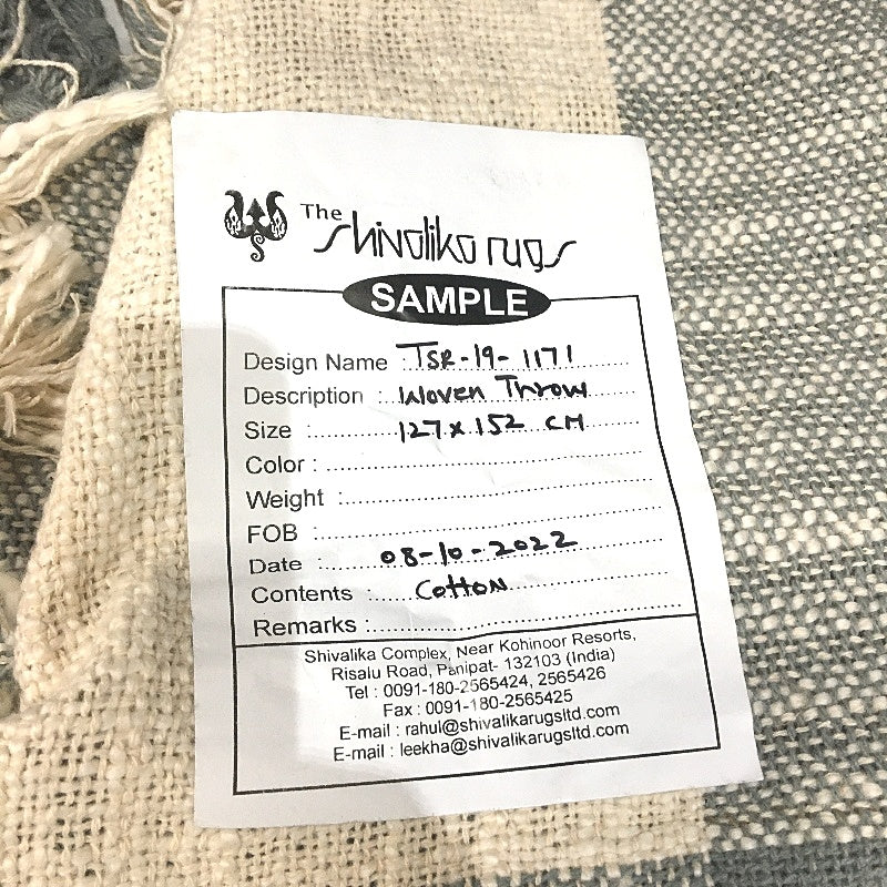Target Home Moss Green & Cream Check Cotton Fringed Throw Blanket NEW