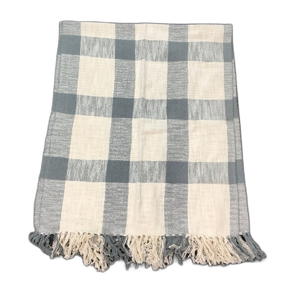 Target Home Moss Green & Cream Check Cotton Fringed Throw Blanket NEW