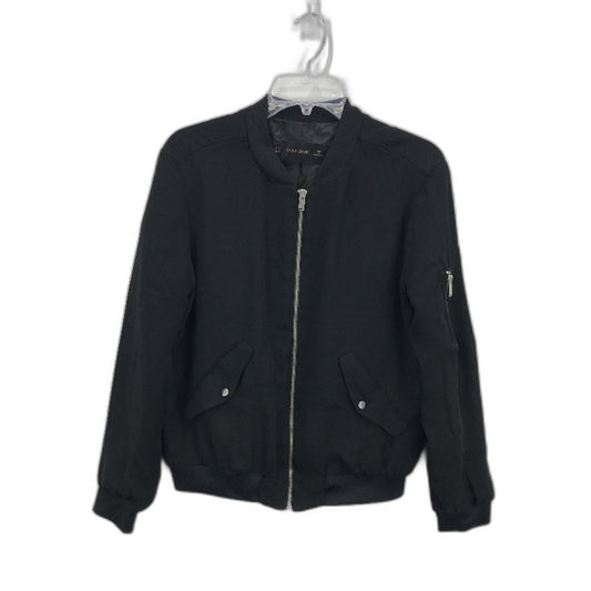 Zara Basic Black Lightweight Zip Up Bomber Style Jacket Ladies Size Small