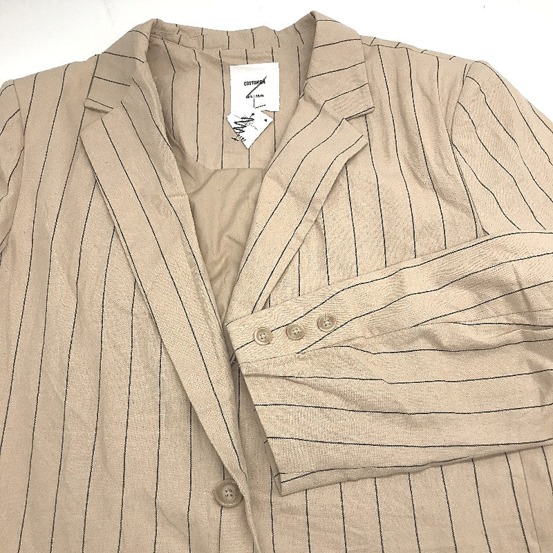 Cotton On Peta Pinstripe Stone Linen Blend June Blazer Jacket Ladies Sze M/L NEW