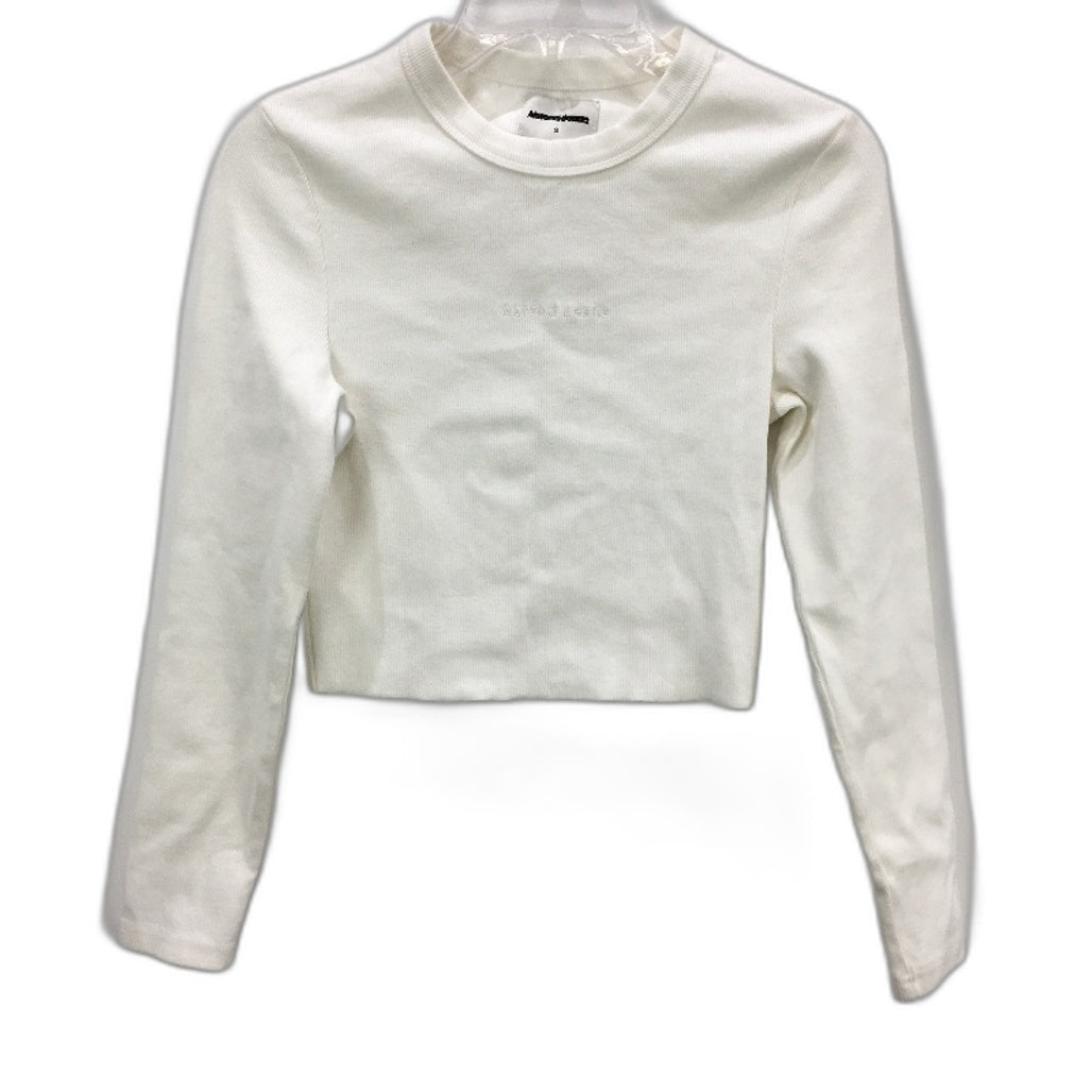 Abrand A Heather Long Sleeve Ribbed White Crop Top Ladies Size Small NEW