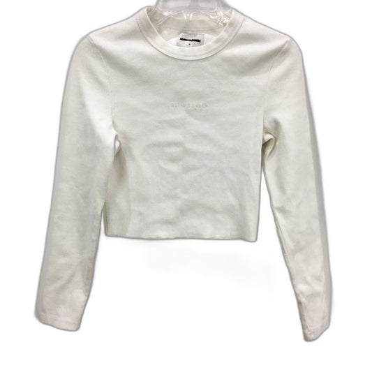 Abrand A Heather Long Sleeve Ribbed White Crop Top Ladies Size Small NEW