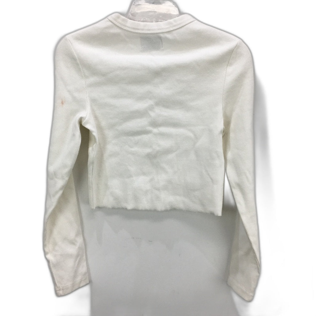 Abrand A Heather Long Sleeve Ribbed White Crop Top Ladies Size Small NEW