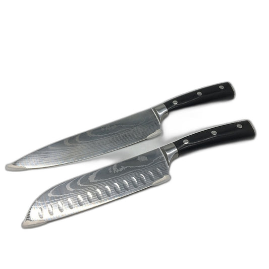 2 Piece Premium Kitchen Chef Knife Set with Wooden Black Handle NEW