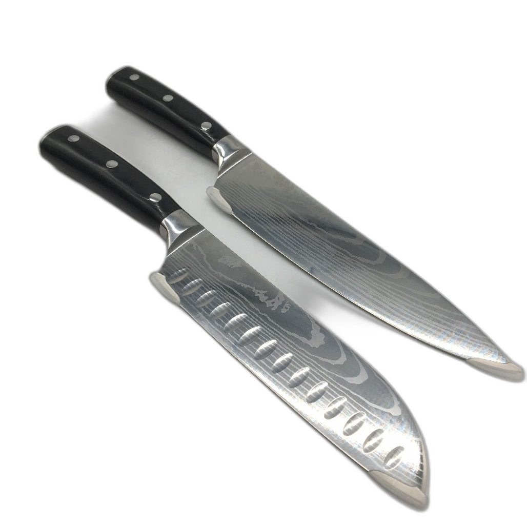 2 Piece Premium Kitchen Chef Knife Set with Wooden Black Handle NEW