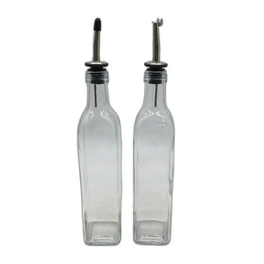 2 Pack 500ml Oil and Vinegar Clear Glass Bottle Dispenser Set NEW