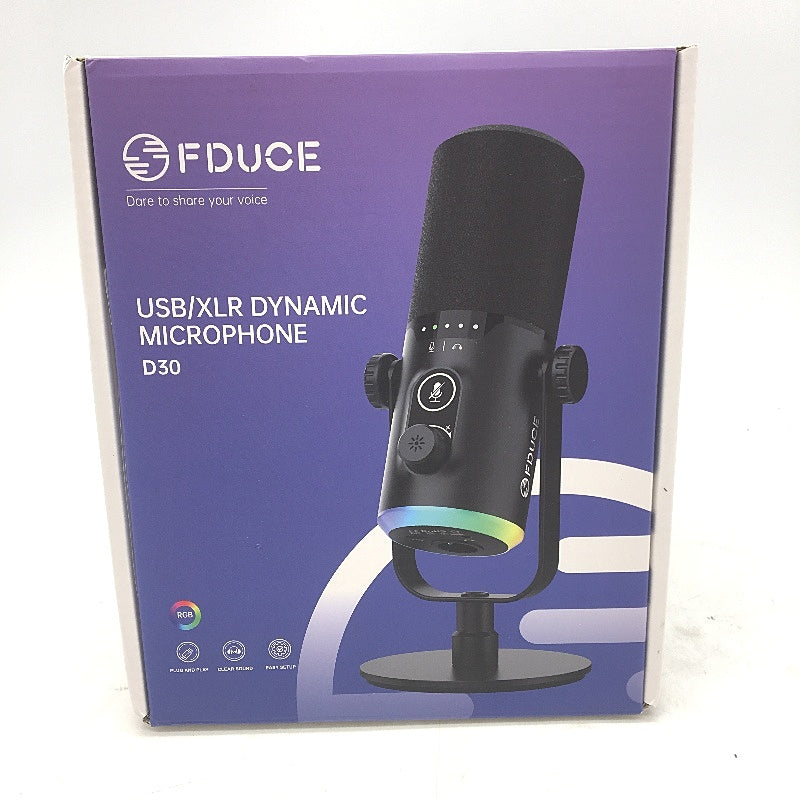 FDUCE D30 USB XLR RGB Light Plug and Play Dynamic Microphone in Black NEW