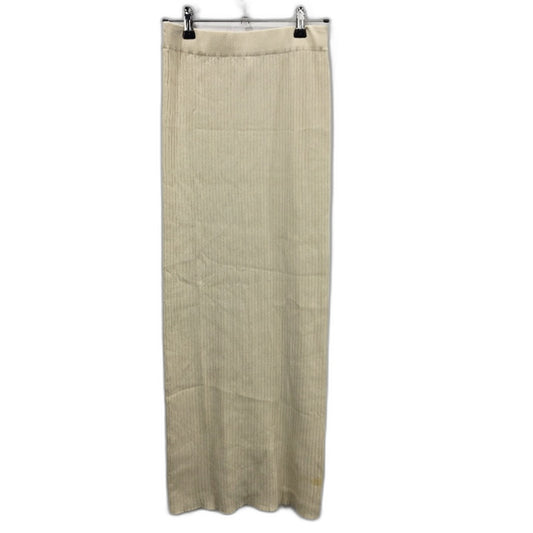 Subtitled Ribbed Knit Cream Viscose Maxi Skirt Ladies Size Small NEW