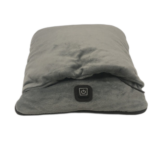 Lomitech Electric Heated Foot Warmer Grey Plush Pillow Foot Pocket