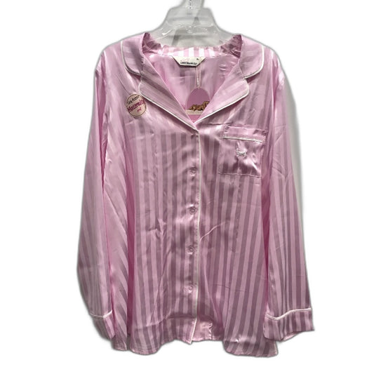 Peter Alexander Satin Touch Navy Stripe Long Sleeve Pyjama Set Ladies Size XS