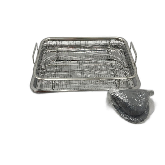 4 Pcs Home Oven Crisping Basket & Tray Set With Silicone Oven Mitts & Tongs